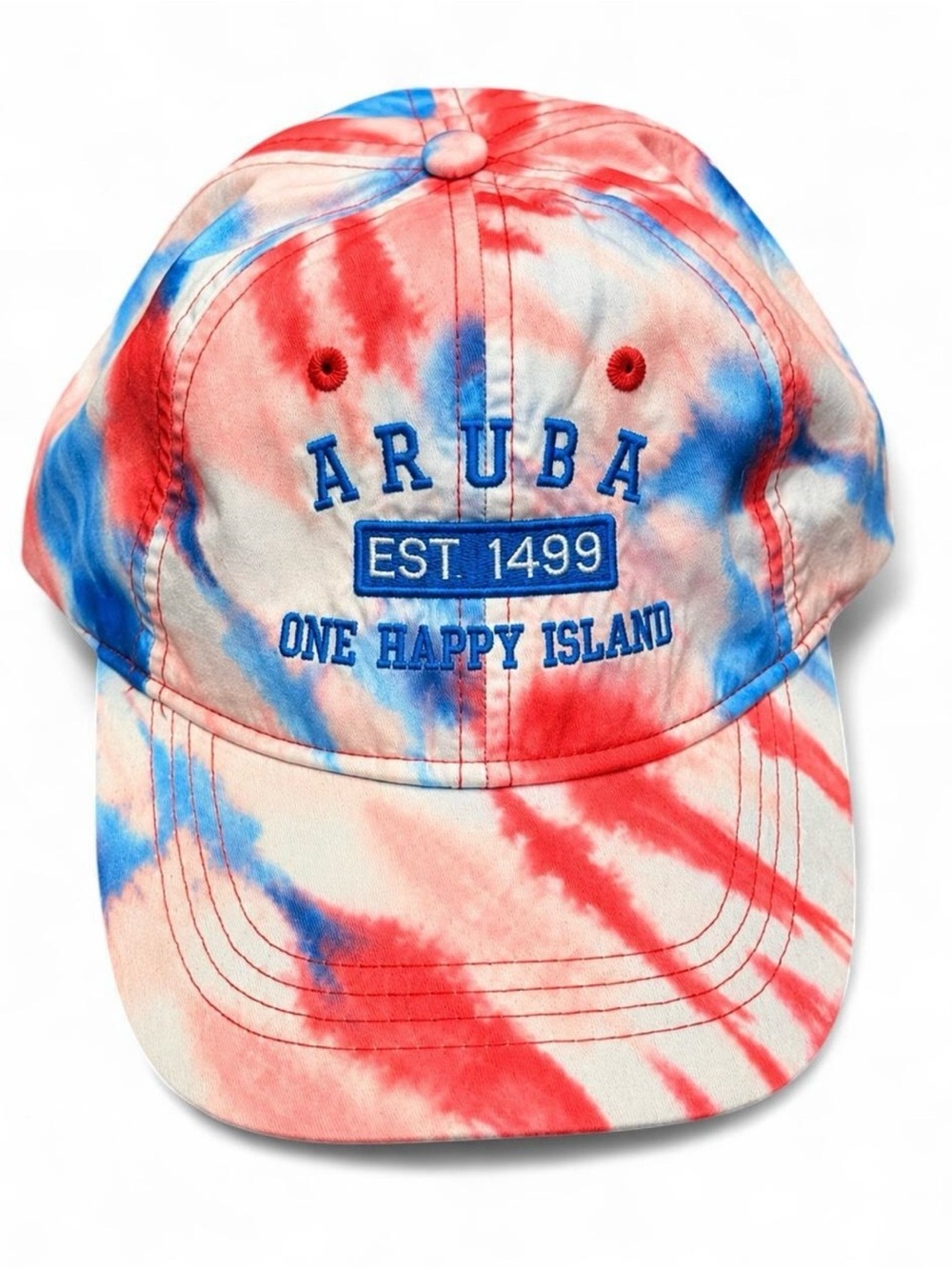Aruba One Happy Island Red White & Blue Tie-Dye Cap